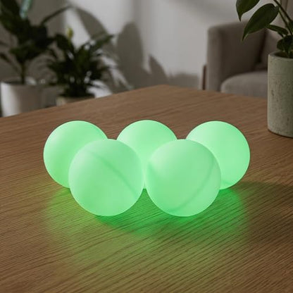 Kisangel 50pcs Lighted Ping Pong Balls - 1.6" Night Glow Table Tennis Balls for Outdoor Sports Activities - Luminous Pingpong for Party Game Props Goodie Bag