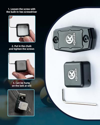 KONLLEN Magnetic Pool Chalk Holder and Nano Cue Chalk Set, Low-Dust Billiard Chalk Combo with Quick One-Hand Access for Better Grip and Control - color: Black with Black Holder