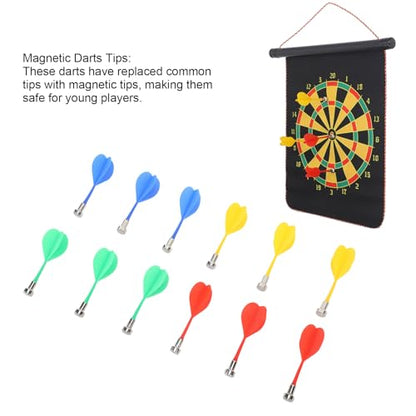 Mingzhe 12PCS Red Green Blue Yellow Magnetic Darts Plastic Replacement Darts for Magnet Dartboard Target Game