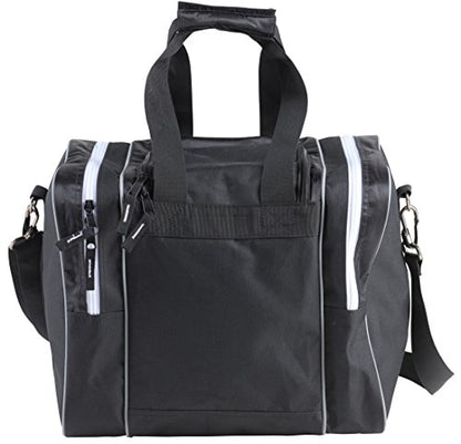 Athletico Bowling Bag for Single Ball - Single Ball Tote Bag With Padded Ball Holder - Fits a Single Pair of Bowling Shoes Up to Mens Size 14 - color: Black