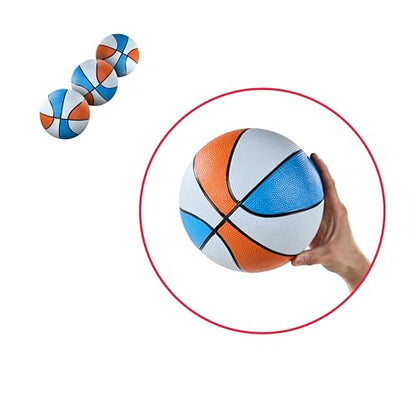 Hall of Games EZ Fold Premium Indoor Arcade Basketball Game with Steel Frame and Polycarbonate Backboard, Dual Shot Electronic Scoring with 6 Size 3 Balls Included, Perfect for Basement Game Rooms - style: Orange/White/Blue (3-Pk Balls)