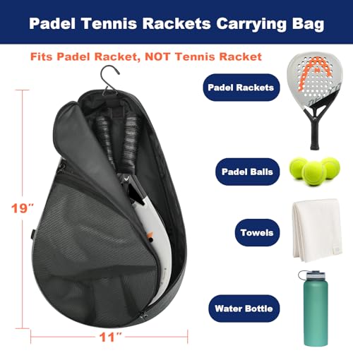 Cosmos Padel Racket Bag Pickleball Paddle Sling Backpack Padel Racquet Storage Bag, Padel (Paddel Tennis) Equipment Carrying Bag with Mesh Pocket for 2 Paddles Ball Water Bottle & Accessory - color: Gray