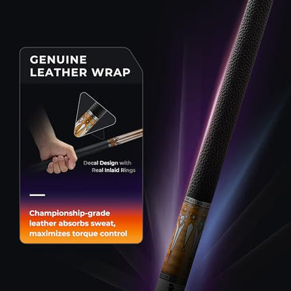 Carbon Fiber Pool Cue Stick with Case, 2pieces 58inch Low Deflection Professional Cue Stick for Billiards, Pro Taper Carbon Fibre Shaft with Genuine Leather Wrap and 12.5mm Tip (19oz-20oz) - color: Style5