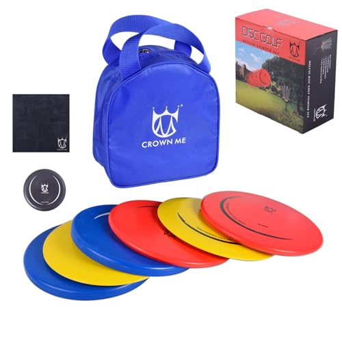 CROWN ME Disc Golf Set with 6 Discs and Starter Disc Golf Blue Bag - color: Blue