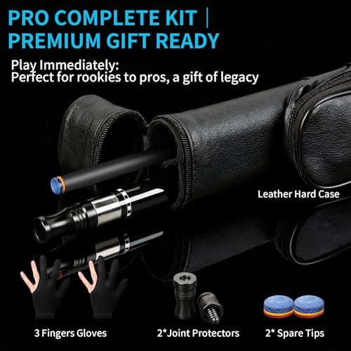 AKLOT Carbon Fiber Pool Cue Stick 58", Billiard Cue Sticks 19-19.5oz, Low Deflection Billiard Stick with 12.5mm Tip, Professional Carbon Fiber Pool Sticks for Adults - color: Emerald Flash