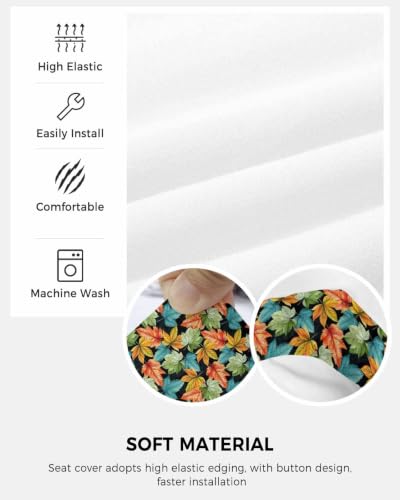 Savannan Office Chair Cover, Thanksgiving Watercolor Green Orange Leaves Protective Stretch Elastic Universal Cover for Desk Task Chair,Computer Rotating Chair 1 Pcs Fall Maple Leaf
