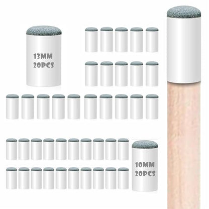 40pcs Slip On Pool Cue Tips，Premium Replacement Pool Cue Tips ，2 Sizes Pool Stick Tips No Glue or Tool Required Billiard Cue Tips Replacement 10mm, 13mm Billiard Stick Tips for Snooker and Pool Cues