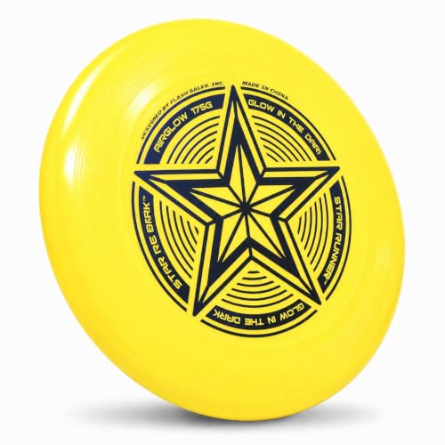 INGEAR Ultimate Frisbee Disc 175g Glowing Flying Disc: 175 gram Star Glow in The Dark Toy for Kids, Adults, Ultimate, Dogs - color: Yellow