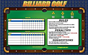Zieglerworld Billiard Pool Table Golf Game - Laminated 11 x 17 + Dry Erase Marker