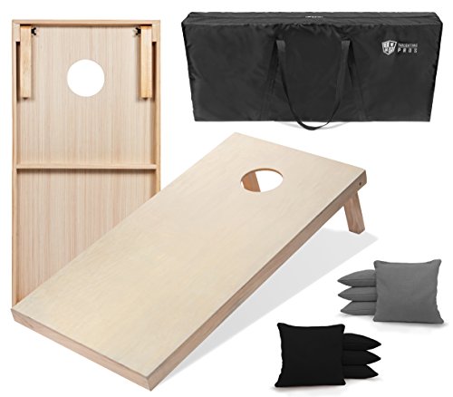 Tailgating Pros 4'x2' & 3'x2' Premium Cornhole Boards w/Carrying Case & Set of 8 All Weather Cornhole Bags - color: Black/Grey