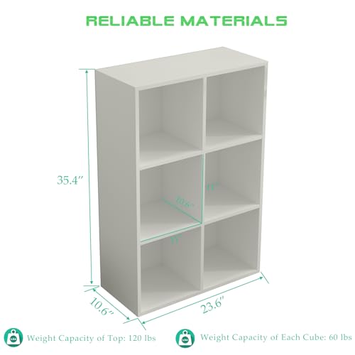 OSCHF 6-Cube Storage Shelf Bookcase, Warm White - color: Warm White, size: 6-Cube