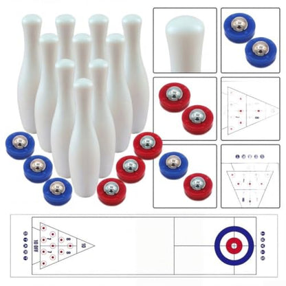 Minhe Tabletop Shuffleboard Bowling Game Interactive Family Game Set With Multiple Playmats For Indoor Enjoyment Bowling Set