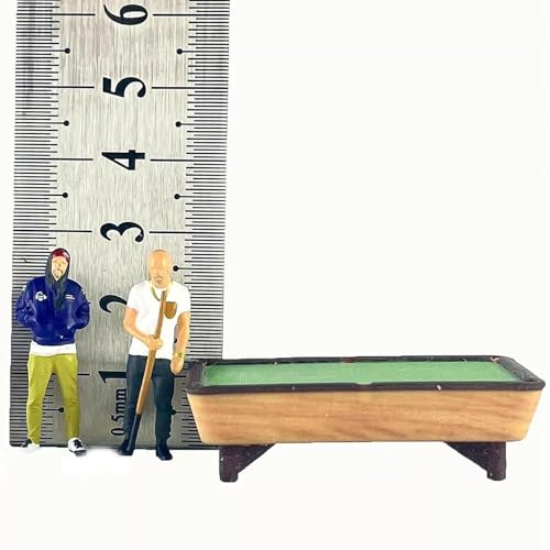 1/64 Scale Miniature Pool Table Set, Resin Billiards Model with Balls and Cue Sticks for Dollhouse and Diorama Scenes