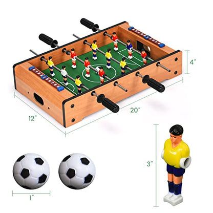 GLACER 20 Inch Foosball Table, Wood Indoor Soccer Table with 2 Footballs & Score Keepers, Portable Tabletop Soccer Game Set, Mini Foosball Table for Home, Game Room, Party, Kids & Adults