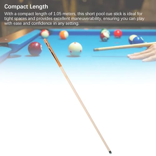 Short Pool Cue Stick 41.34in with 14mm Tip, 2 - Piece Maple Billiard Cue - High Hitting Accuracy, Compact Design for Tight Spaces, Ideal for Beginners & Pros