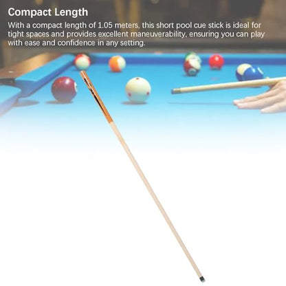Short Pool Cue Stick 41.34in with 14mm Tip, 2 - Piece Maple Billiard Cue - High Hitting Accuracy, Compact Design for Tight Spaces, Ideal for Beginners & Pros