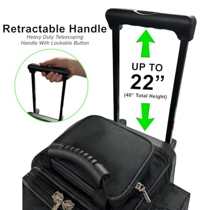 Pyramid Deluxe Double Roller 2 Ball Bowling Bag with Large Separate Shoe Compartment (Up To 2 Pairs Of Shoes) and Accessory Pockets, Sturdy Square Handle - Extends to 40" - Pro Options Available - color: Pro Black/Circuit Hot Pink