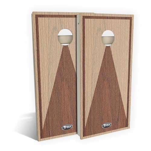 Skip's Garage Trex All-Weather Cornhole Boards | 100% Waterproof Corn Hole Game Set | ECO-Friendly Weatherproof PVC Composite | Choose from 50+ Design & Accessory Options - color: Carmel Triangle, size: D. Include Case + LED Lights