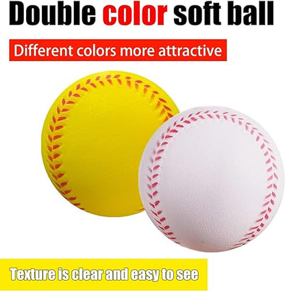 Soft Foam Baseballs - 6 Pcs Training Balls for Kids & Teenagers, Indoor/Outdoor Play (White) - color: White