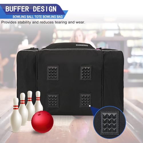 LARIPOP Bowling Ball Bag, Single Bowling Tote with Padded Ball Holder, Ventilated Shoe Pocket & Adjustable Shoulder Strap for Adult Bowlers Men Women - color: Black+Rose Red
