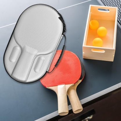 Pingpong Paddle Case Hard Shell Table Tennis Racket Case Pingpong Paddle Carry Case Pingpong Bat Cover Fit for 2 Paddles and 4 Balls - color: Silver