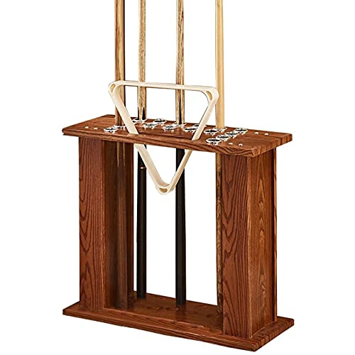 Home Ball Cue Stand Rack Pool Stick Holder Billiard Cue Racks Holds 16 Cues Fishing Rod Rack Solid Hardwood Floor Stand for Pool Bars, Clubs Free-Standing Floor Cue Rack Holds(Walnut) - color: Walnut