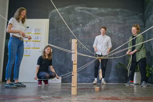 Fröbel Tower Community Game - Stacking Game Made of Beech Wood for up to 24 Players - Team Building Outdoor Game for Children and Adults Cloth Bag