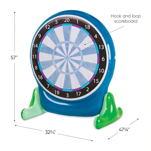Hearthsong Jumbo 57-Inch Inflatable 2-in-1 Darts and Soccer Set with Double-Sided Scoreboard, Two Soccer Balls, Six Darts, Outdoor Play, Ages 5 and Up