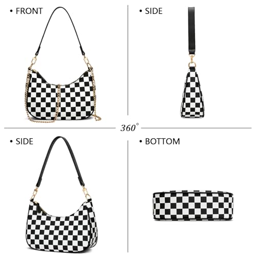 KKXIU Shoulder Bag for Women Cute Hobo Purses and Handbags Retro Clutch Underarm Purse | Cute - color: Black&white
