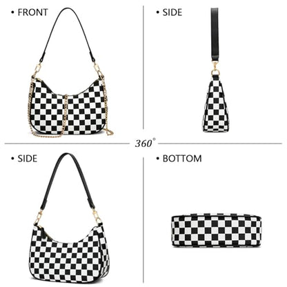 KKXIU Shoulder Bag for Women Cute Hobo Purses and Handbags Retro Clutch Underarm Purse | Cute - color: Black&white