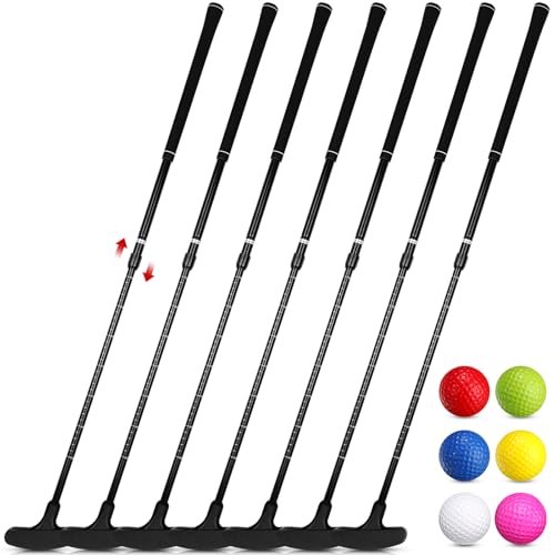 Wettarn 6 Set Golf Putters for Men and Women Two Way Mini Golf Putter with 6 Balls for Right or Left Handed Golfers Adjustable Length - color: Black