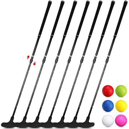 Wettarn 6 Set Golf Putters for Men and Women Two Way Mini Golf Putter with 6 Balls for Right or Left Handed Golfers Adjustable Length - color: Black