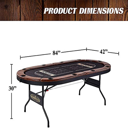 Barrington Poker Multiple Styles Folding Poker Table & Poker Table Top/Dining Table Collection, Durable Padded Rail Tables with Felt Playing Surface, Perfect for Texas Holdem Games - style: 10 Player Premium Table