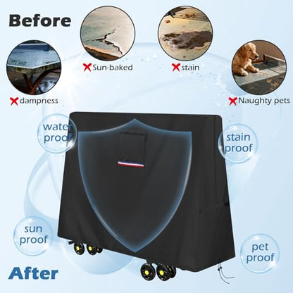 Ping Pong Table Cover Outdoor Waterproof,Table Tennis Cover Fits Both Folding and Flat Tables (Flat Size-9x5 FT) with Waterproof Seal, Includes Organize Bag for Indoor and Outdoor Use