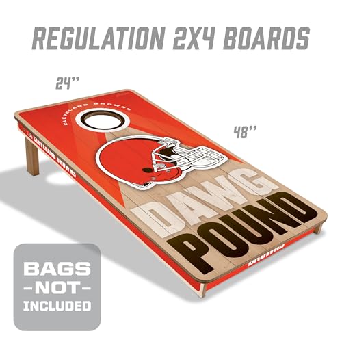 YouTheFan NFL 2' x 4' Slogan Series Professional Wood Cornhole Game - color: Cleveland Browns