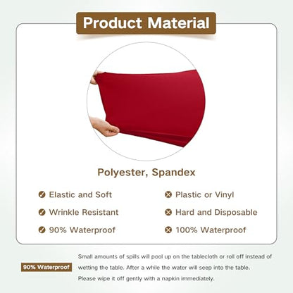 Square Fitted Table Cover Elastic Tablecloth Stretch Spandex Table Top Cover Table Topper Cap for Dining Kitchen Home Party Burgundy 34X34 Inch - color: Burgundy, size: 34" x 34" (Square)