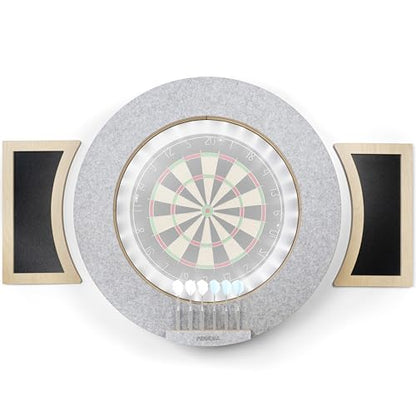 Dart Board Cabinet Set with LED Light; Bristle Dartboard, Built in LED Light, Darts and Chalkboards - color: Gray (Cabinet Only)