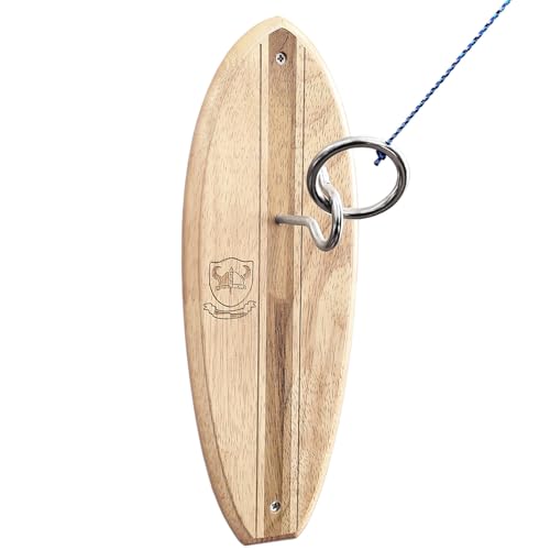 Hook and Ring Toss Game Swing Game DIY Kit -Stainless Steel Ring, Polyester Rope and Hardware - style: Surfboard L