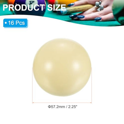 PATIKIL 2-1/4" Billiard Cue Ball, 16 Pack Regulation Size Pool Table Pool Cue Ball Practice Training Balls for Billiard Room Game Room, White