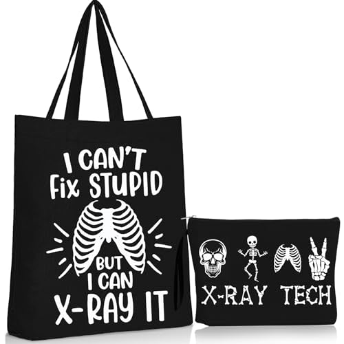 Sieral 2 Pcs Animal Lover Bag Gift for Women Travel Canvas Tote Portable Zipper Pouch Canvas Reusable Grocery Tote - style: X-ray