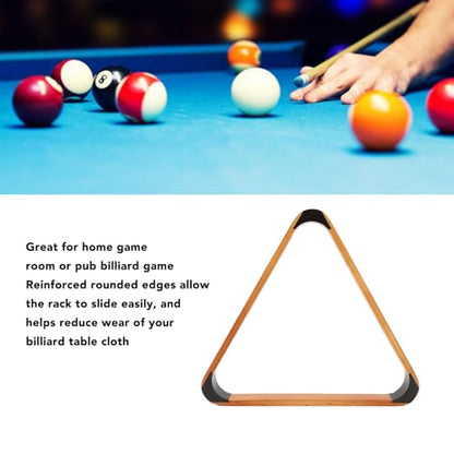 Keenso Billiard Ball Triangle Rack,Billiard Ball Triangle Rack Black 57.2MM Pine British Fancy 9 Ball Pool Ball Rack Yellow