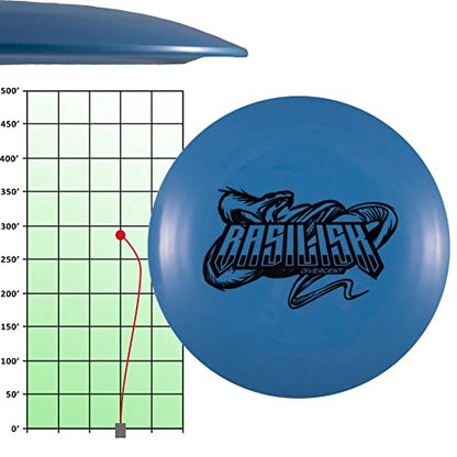 Divergent Discs Basilisk Long Range Disc Golf Driver for Beginners | Easy-to-Throw Max Grip Plastic - color: Yellow