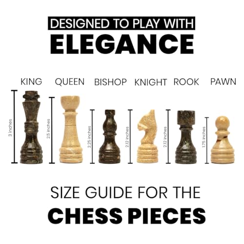 Handcrafted Premium Marble Chess Pieces Set – Elegant 32-Piece Replacement for 12-15 Inch Chess Boards Storage Box (Verona and Grey) - color: Verona and Grey