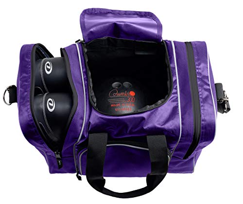 Athletico Bowling Bag for Single Ball - Single Ball Tote Bag With Padded Ball Holder - Fits a Single Pair of Bowling Shoes Up to Mens Size 14 - color: Purple
