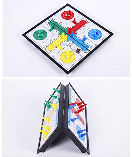Ludo Game Board Set -9.8”, Magnetic Folding Travel Classic Strategy Game for Kids and Adults (Right Angled) - style: Right Angled