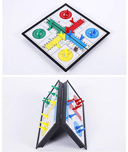 Ludo Game Board Set -9.8”, Magnetic Folding Travel Classic Strategy Game for Kids and Adults (Right Angled) - style: Right Angled