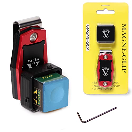 Billiard Metal Magnetic Pool Cue Chalk Holder with Chalk (Red/Black)