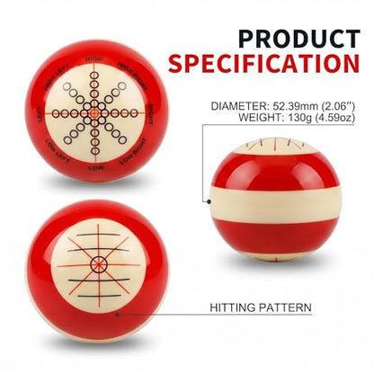 Billiard Training Cue Ball, 2.25" Standard Size Pool Practice Cue Ball, Wear-Resistant Training Ball for Home Game Rooms - color: Red