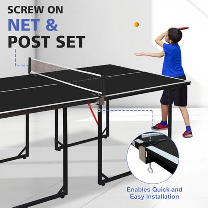 Foldable Table Tennis Table with Net and Paddles for Home Office Recreation Center Use