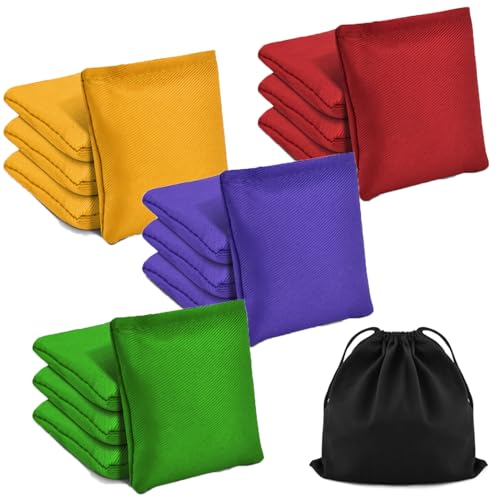 TINDTOP Mini Bean Bags for Tossing, Cornhole Outdoor Toss Gaming | 3.9*3.9inch, 100g/3.5oz, 16 Pack, Colorful Canvas Bean Bags Carnival Games Kids Beanbags Throwing Games - color: 4 Color, 16 Pack